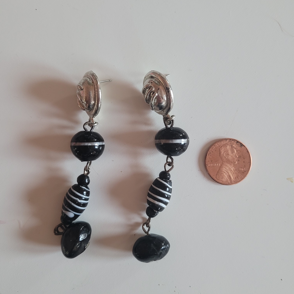 Elegant Black and Silver Dangle Earrings